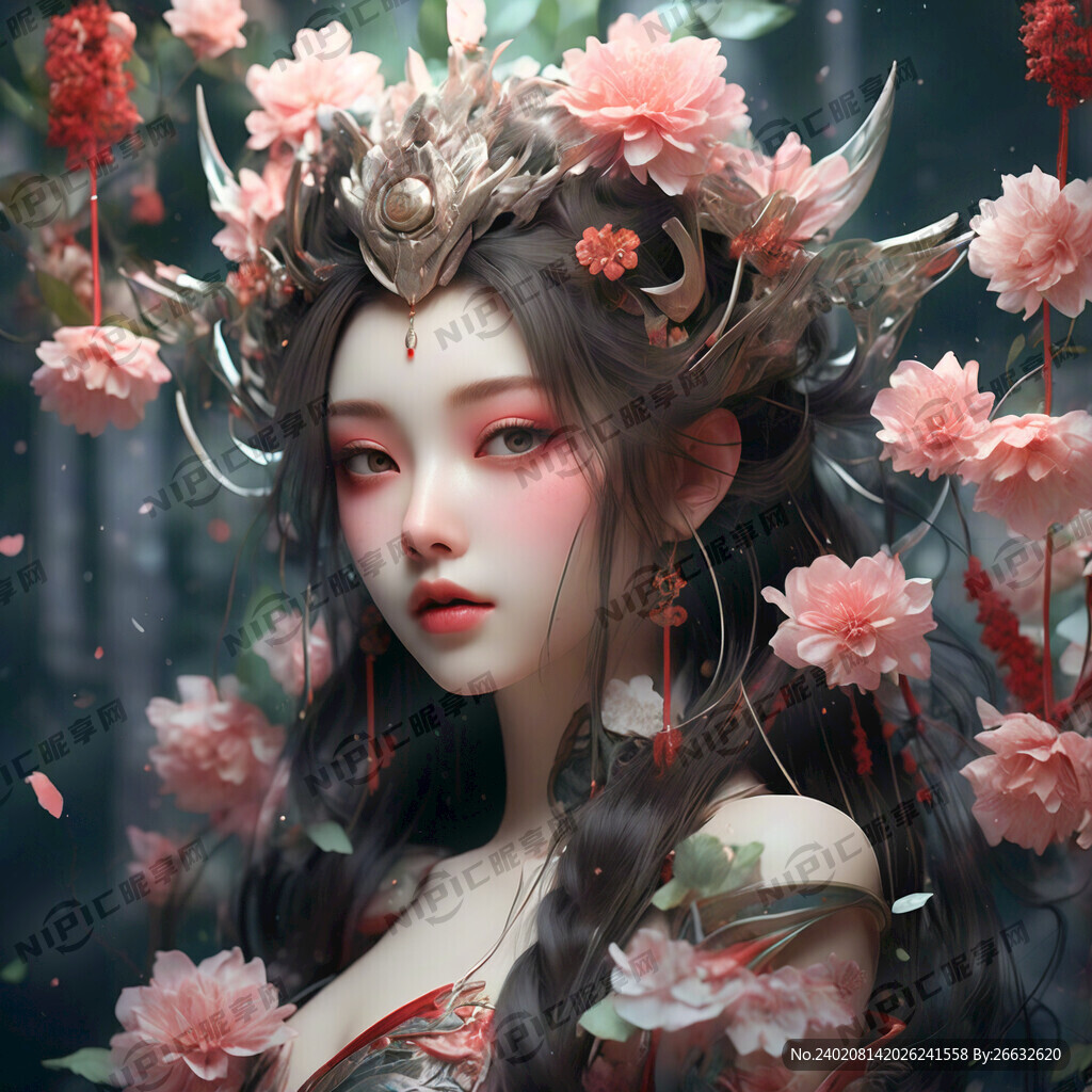 古风动漫少女 花神 面容精致