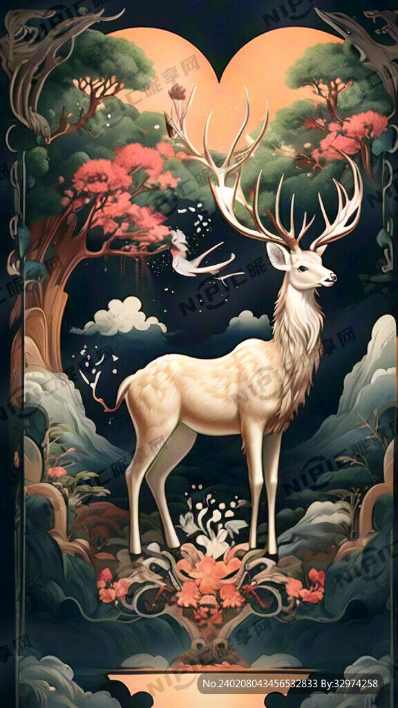 神鹿 祥云 国潮