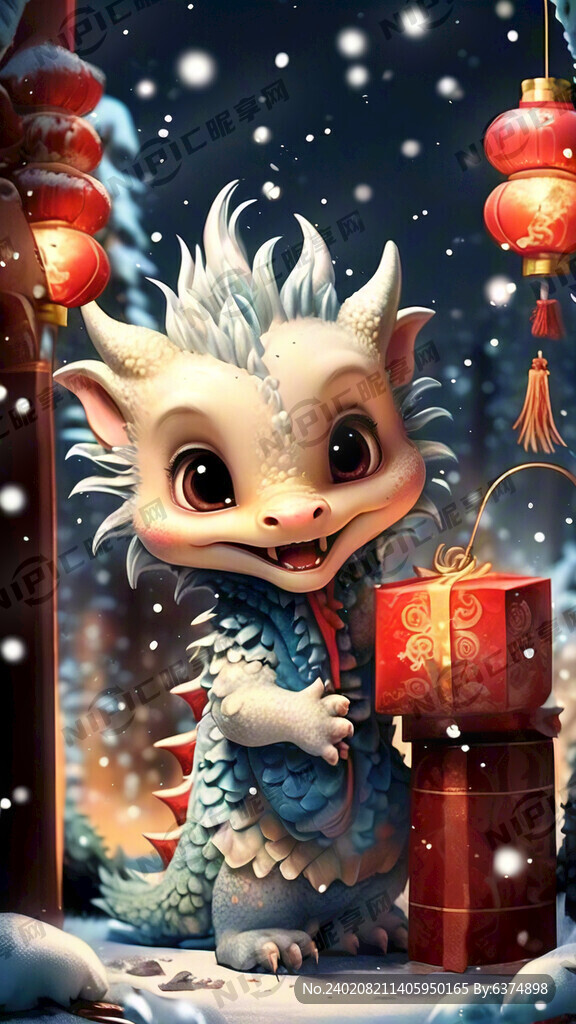 卡通的龙 可爱 新年 红灯笼