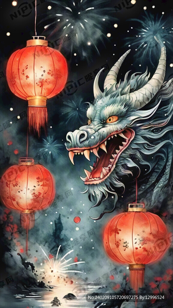 大红灯笼 放烟花 舞龙