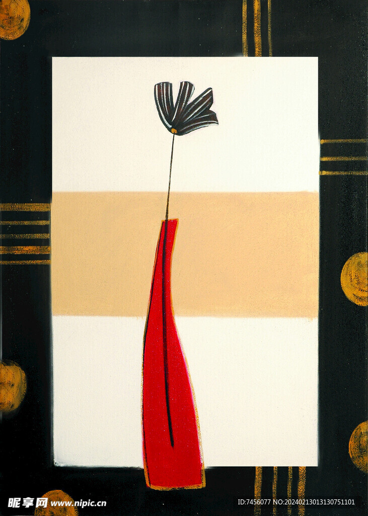 水彩花瓶花卉艺术挂画装饰画