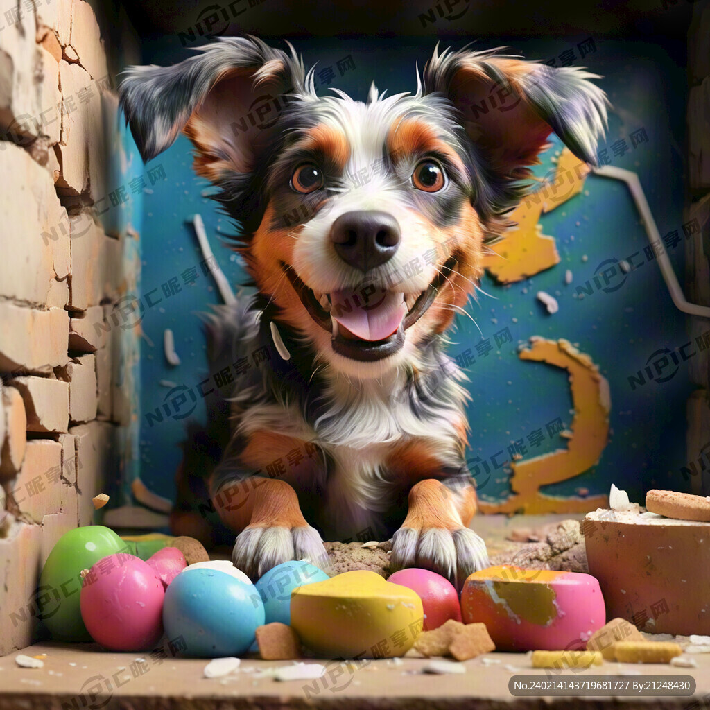 3D彩绘 宠物狗 破墙而出