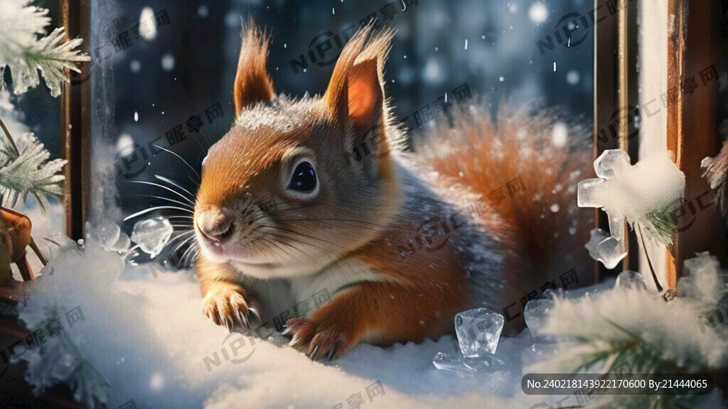 透过寒冷的大雪纷飞有冰花朵朵的