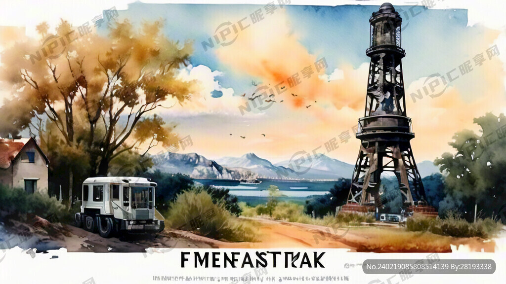 柴油发电机组 水彩画