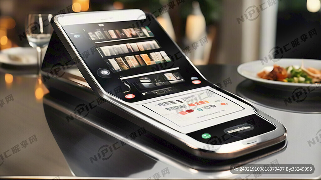 高档餐厅不锈钢餐桌扫码点餐牌精