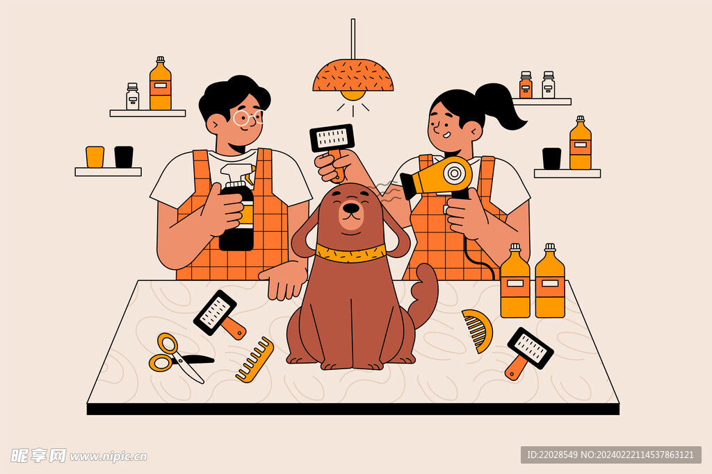 卡通情侣宠物狗