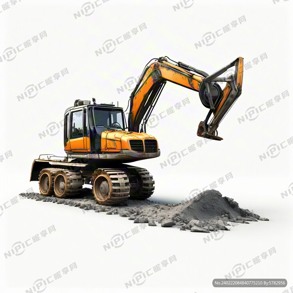 挖掘机 3D效果 白色背景