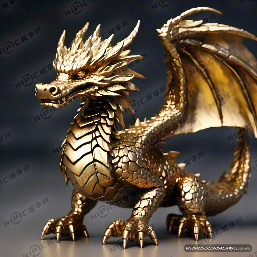 金色的巨龙 逼真写实 国潮风格
