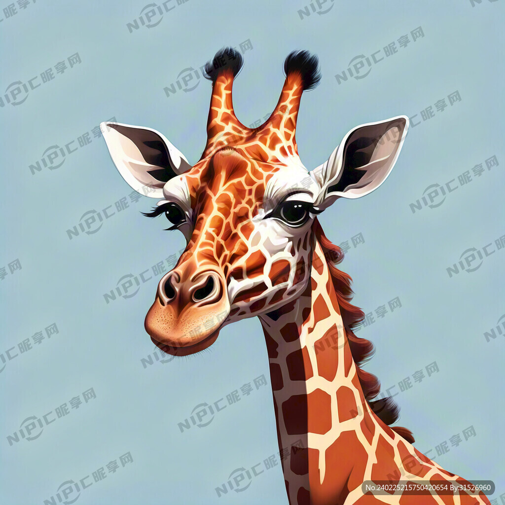 一头长颈鹿矢量图标 简单的色彩