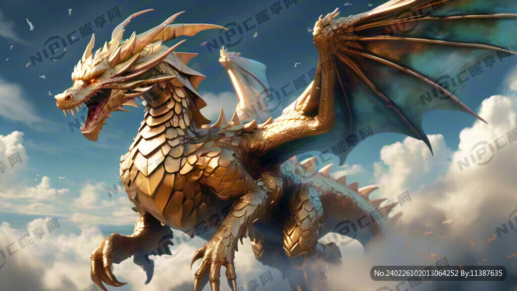 金色的巨龙 在云中翱翔