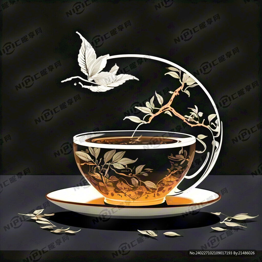 普洱茶茶叶子矢量图