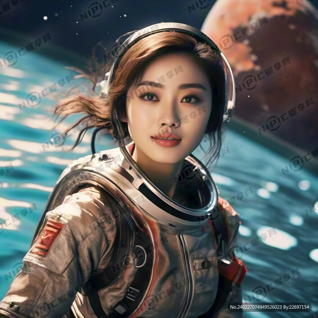 帮我生成一张在火星游泳的美女