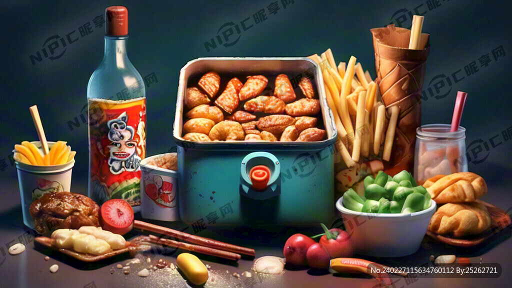 街头小吃食物插画