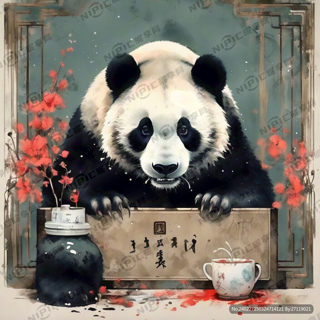 大熊猫 商店 商标 中国风