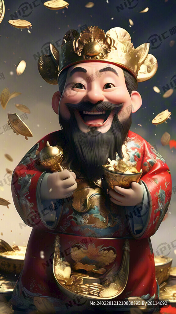 中国风 财神爷 红色古装 喜庆