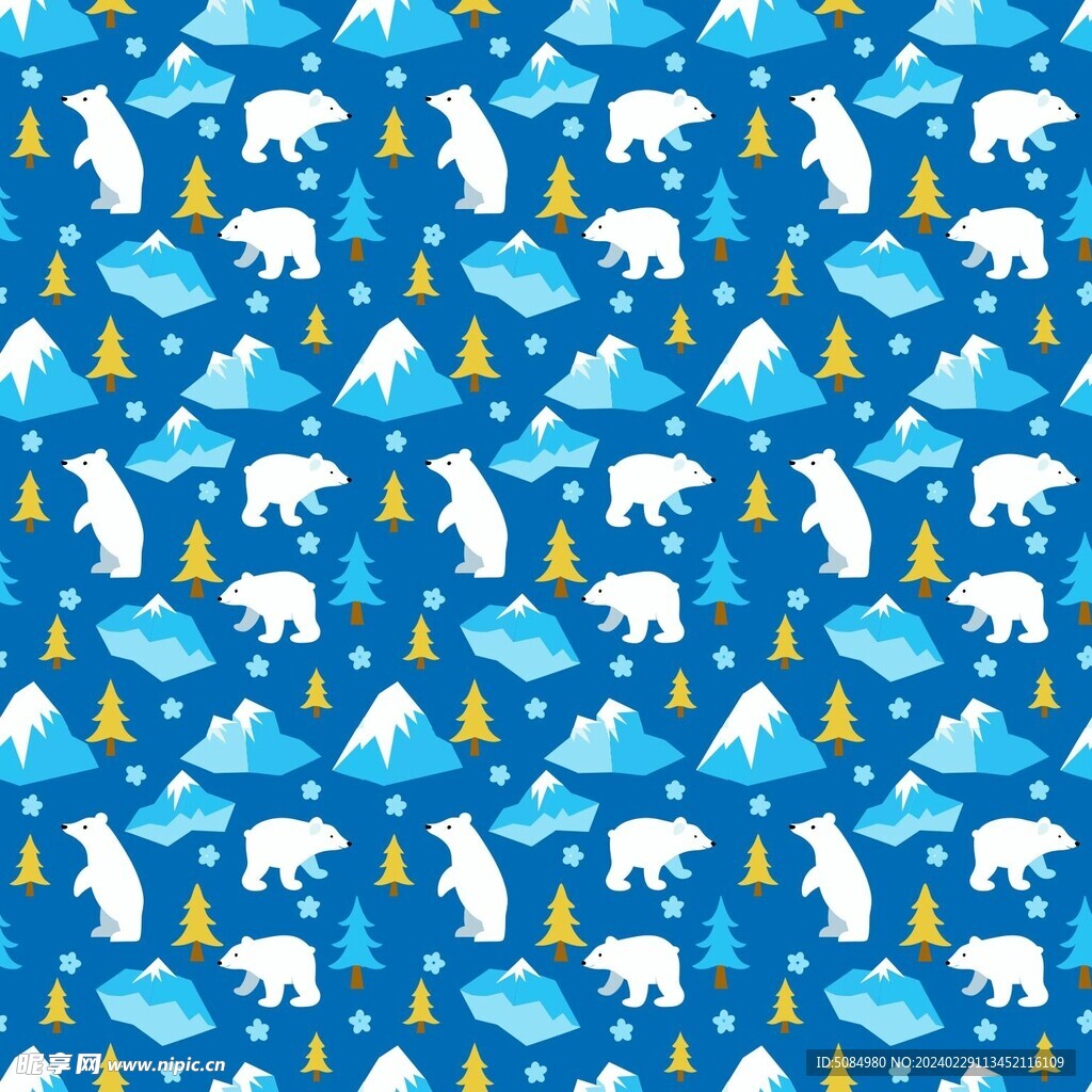 无缝拼接的极地熊背景
