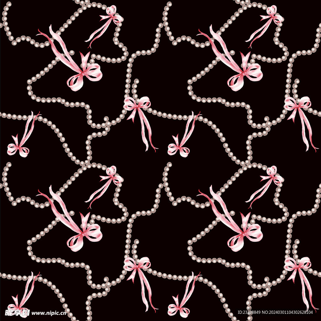 珍珠蝴蝶结四方连续家纺图案
