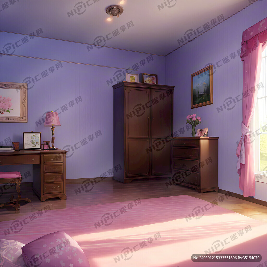 二次元卡通可爱公主房间 粉色调