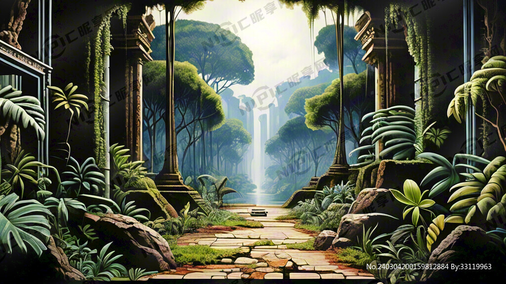 现代丛林长画卷 意式风格