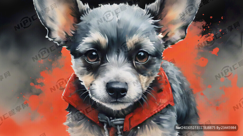 一只浅灰色的雪纳瑞 身体短毛