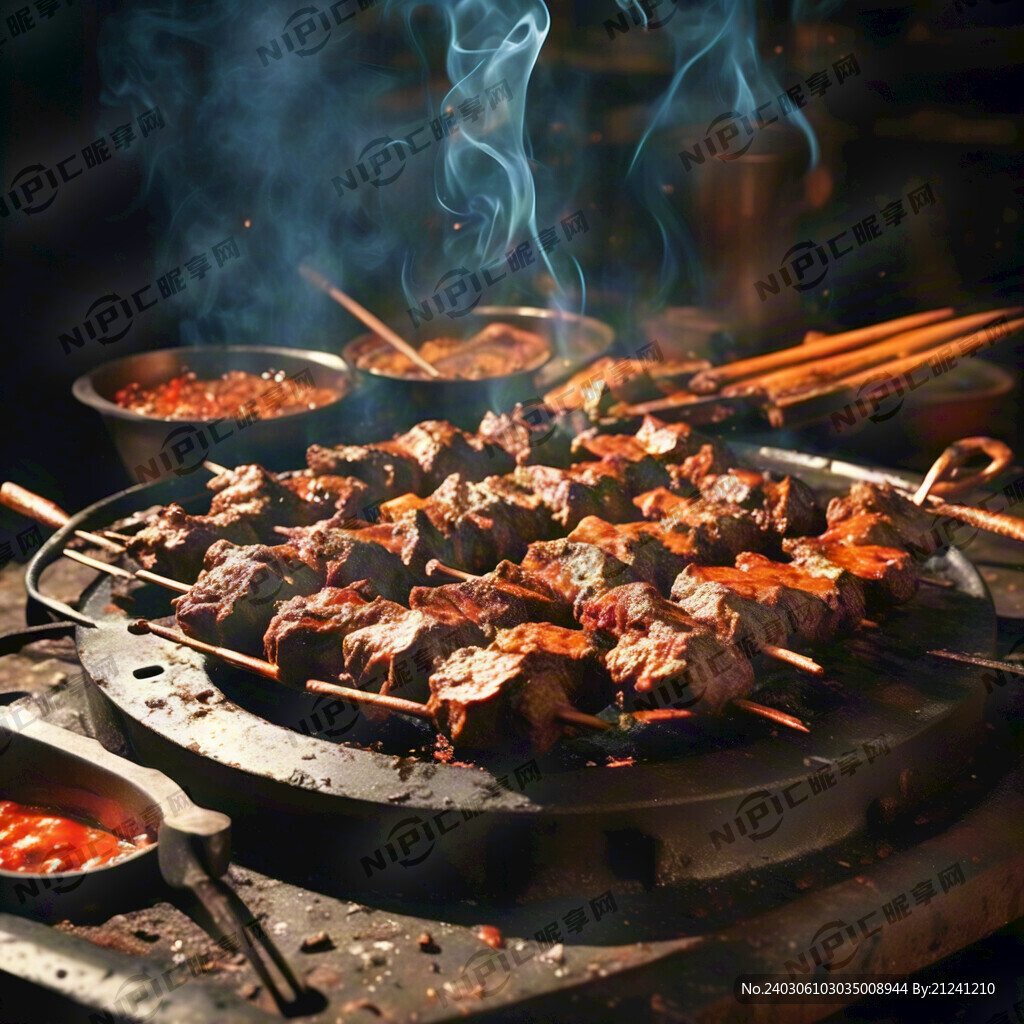 长炉子碳烤羊肉串 铁签羊肉串