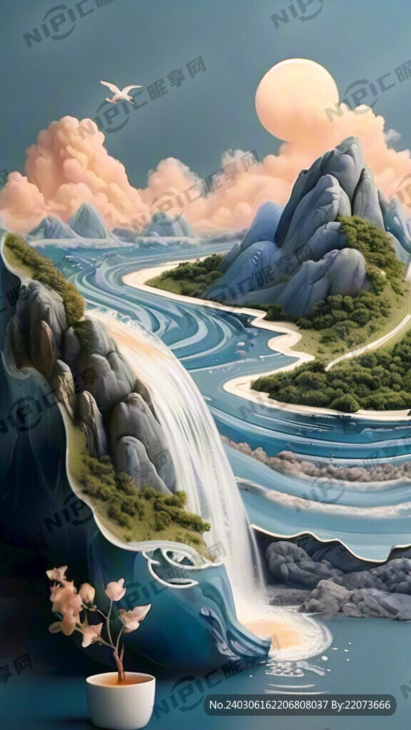 标题是云门顺水 山川河流