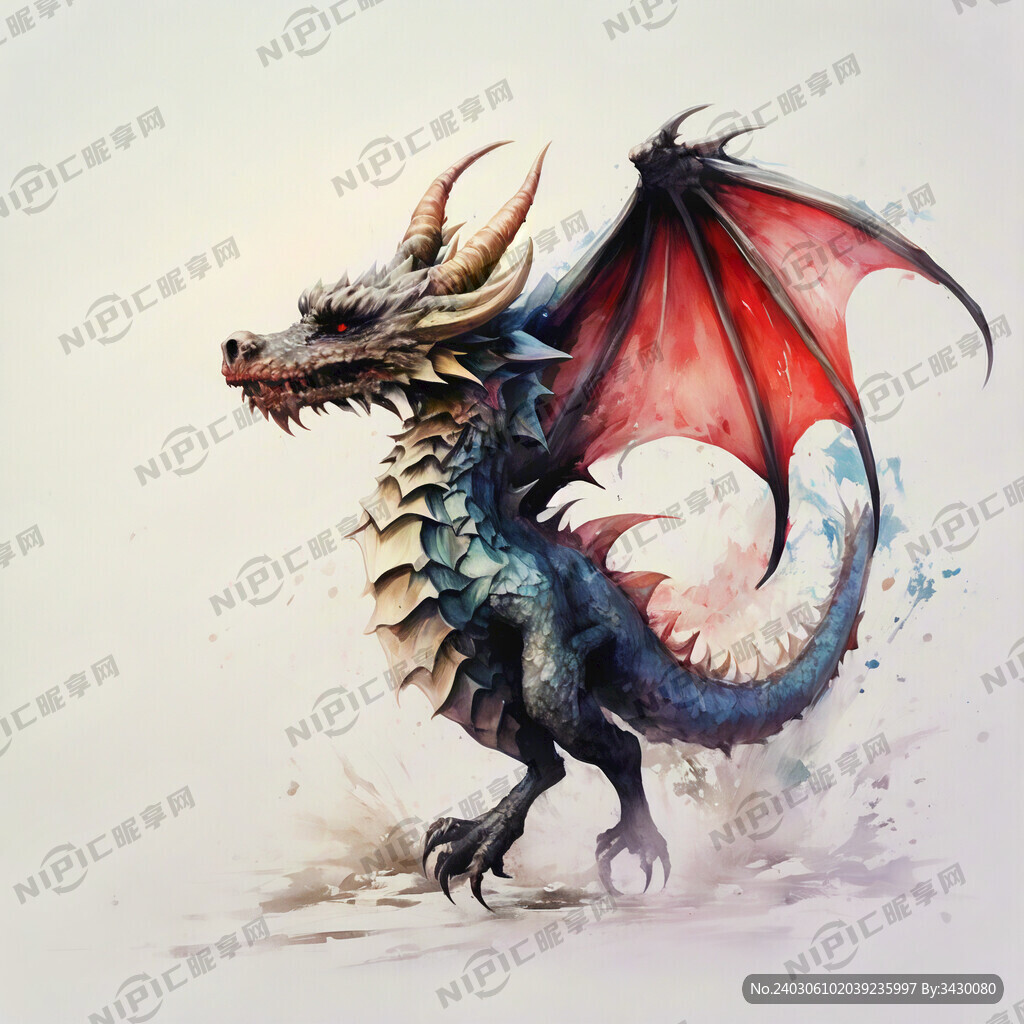 画笔 龙 白背景