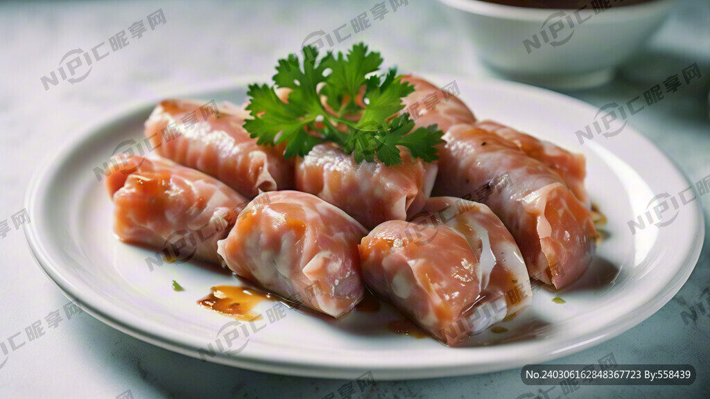 鳕鱼肠装在一个白色盘子里面