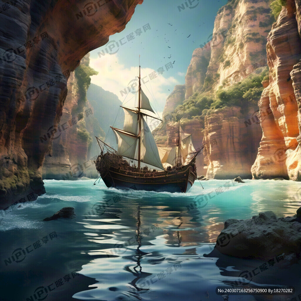 峡谷 帆船 大海 海底暗礁