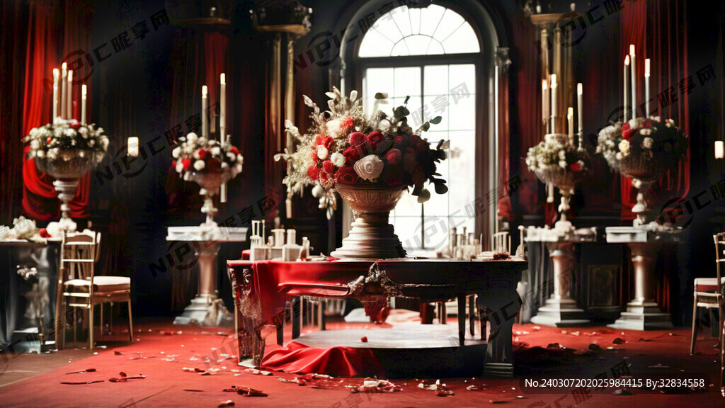 巴洛克风格的红金色婚礼