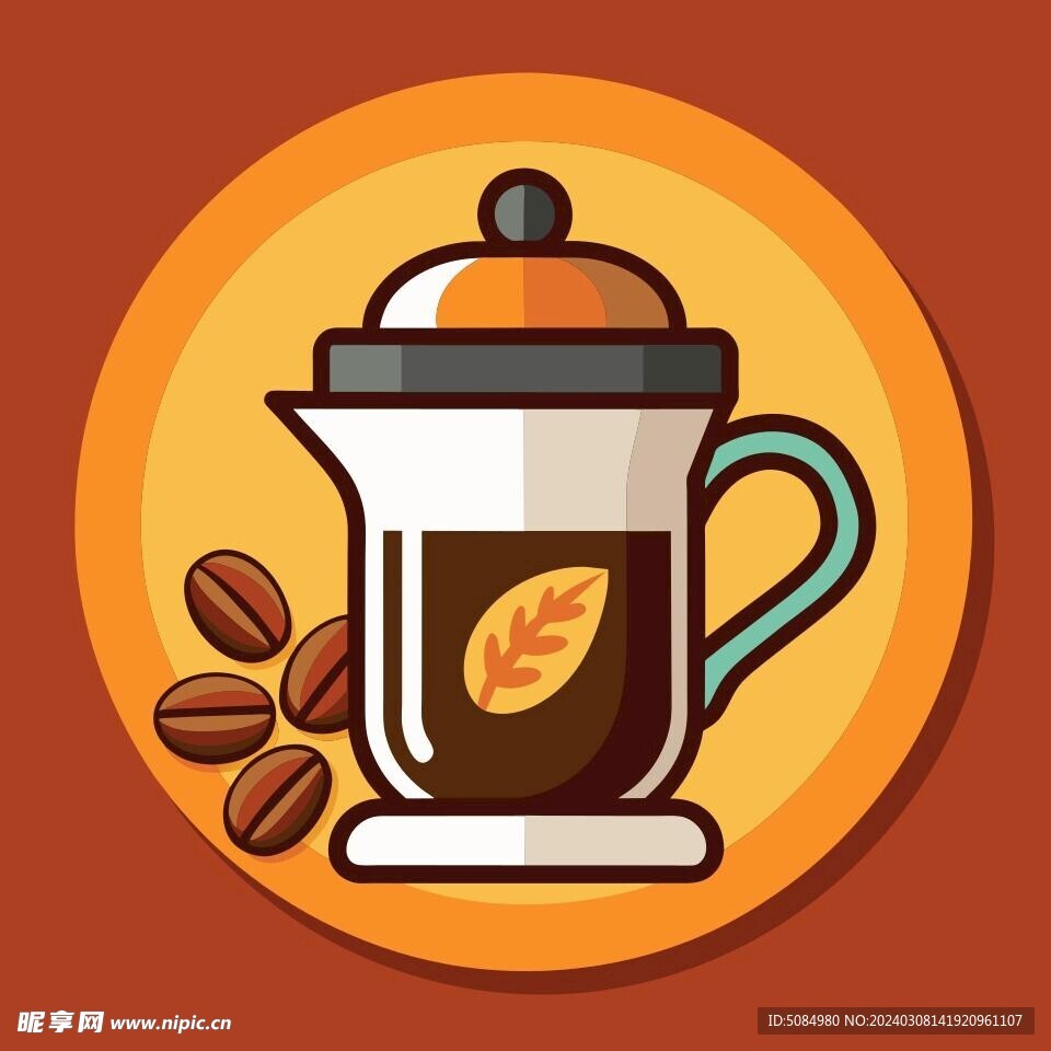 图标风格的咖啡壶