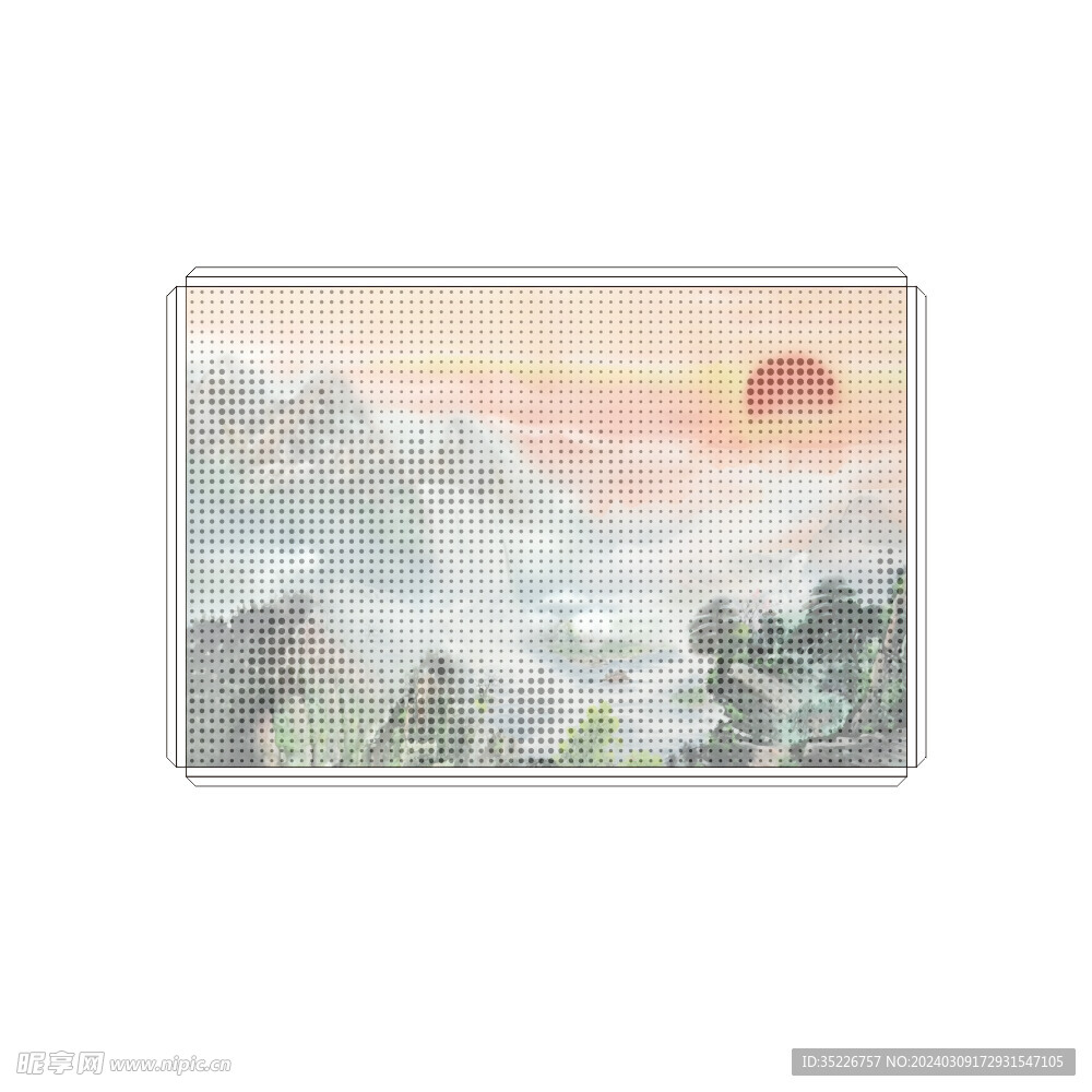 山水画冲孔雕刻