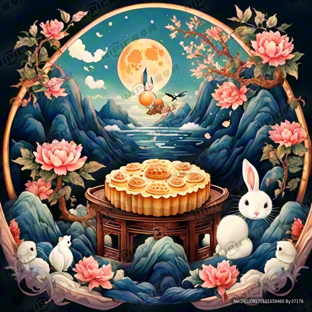 高档浓情中秋 中秋团圆插画