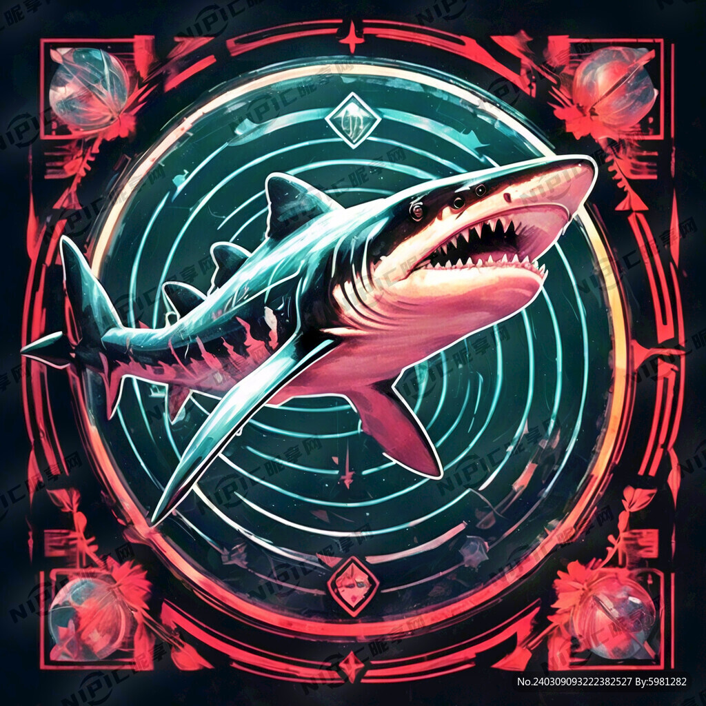 鲨鱼 标识 文化传播 全息色