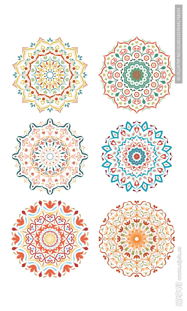 民族风复古曼陀罗花纹刺绣团花纹