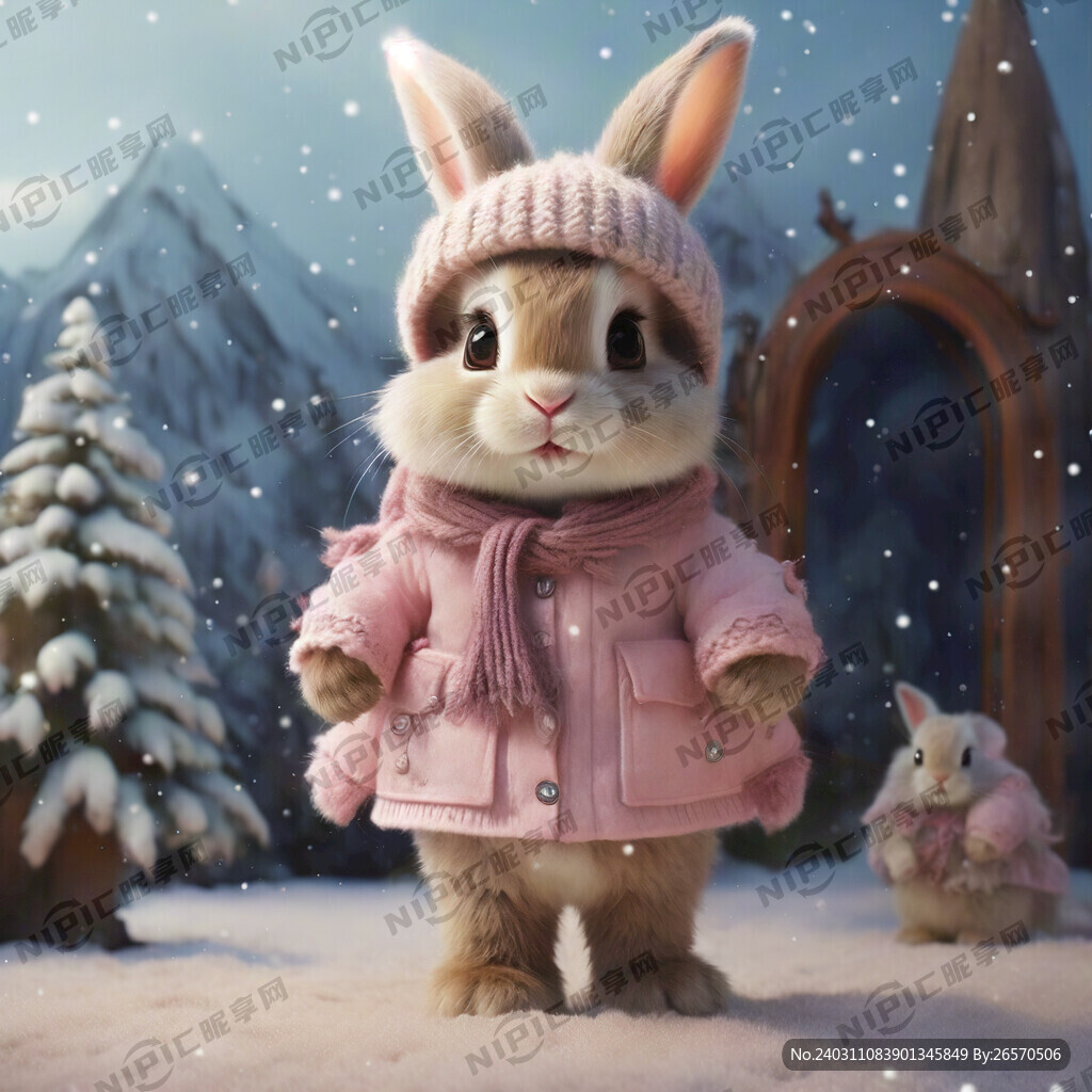 兔子一家  可爱粉色兔子   