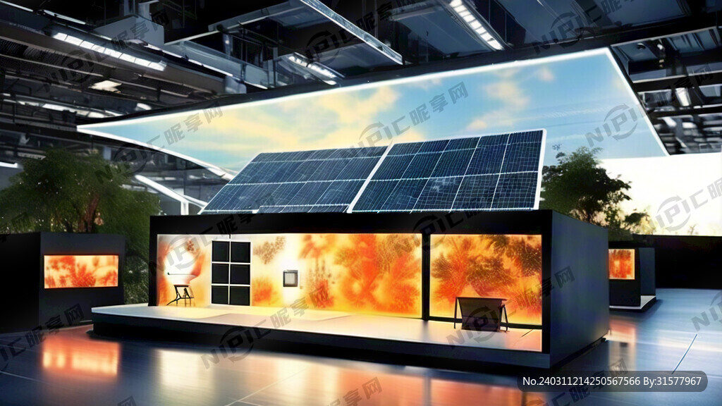 长方形太阳能光伏展会展位效果图