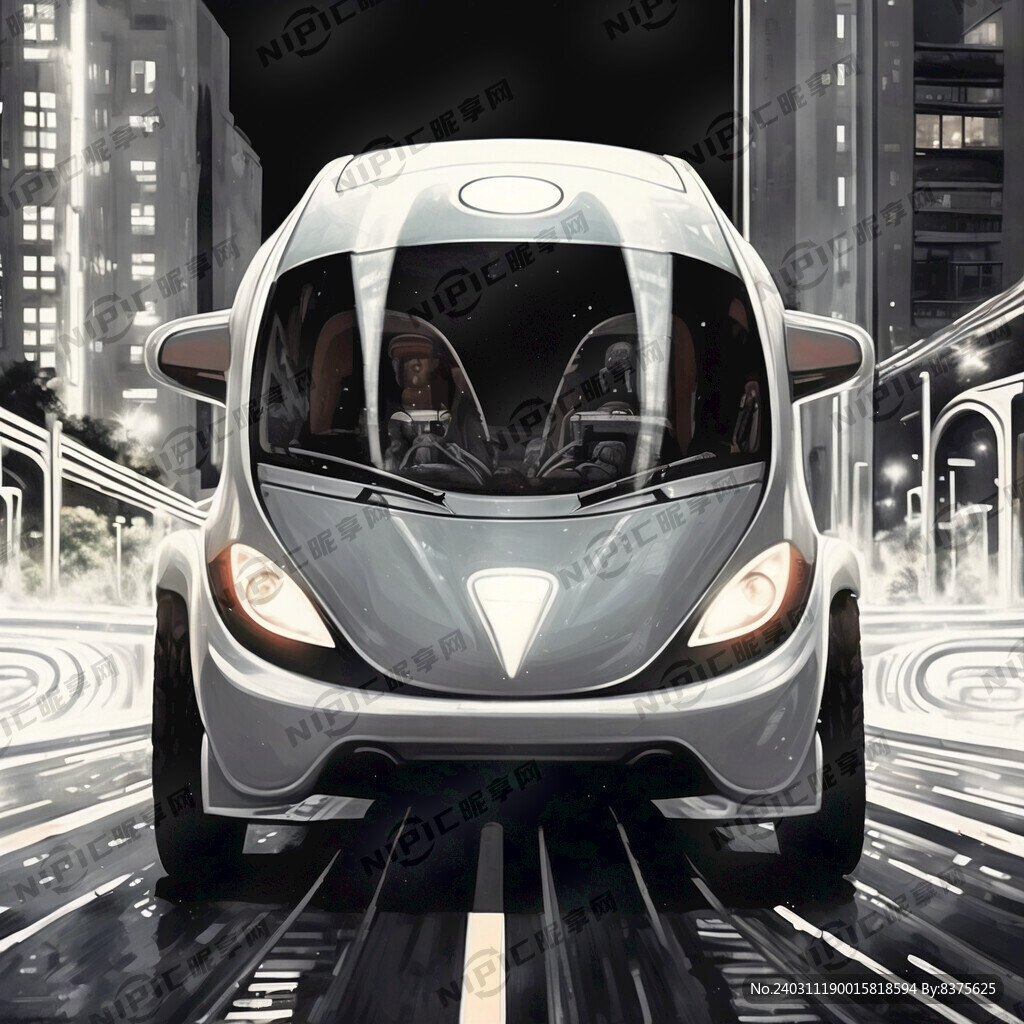 科幻 现代 智能交通 白描手稿