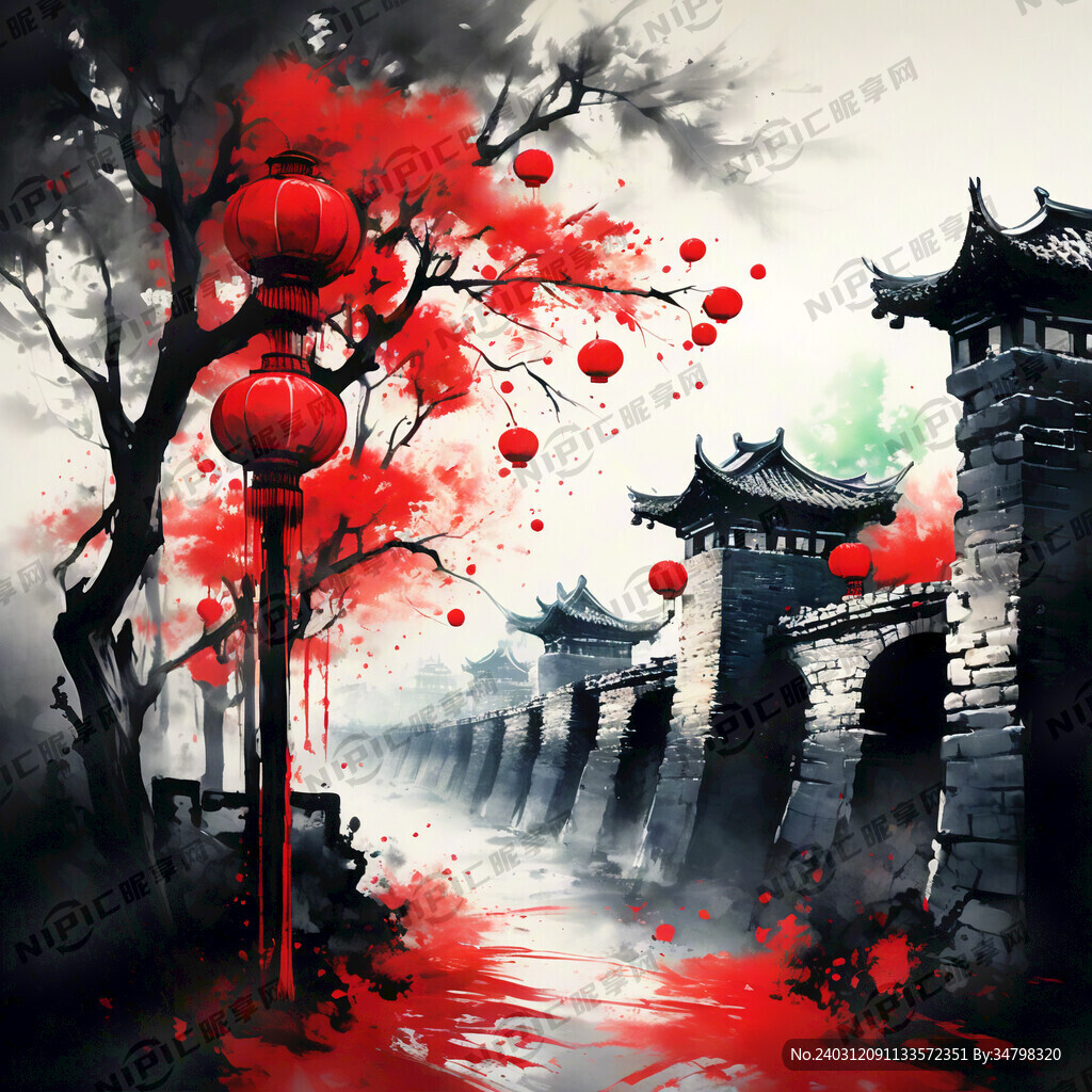 抽象化的古城墙轮廓作为主体