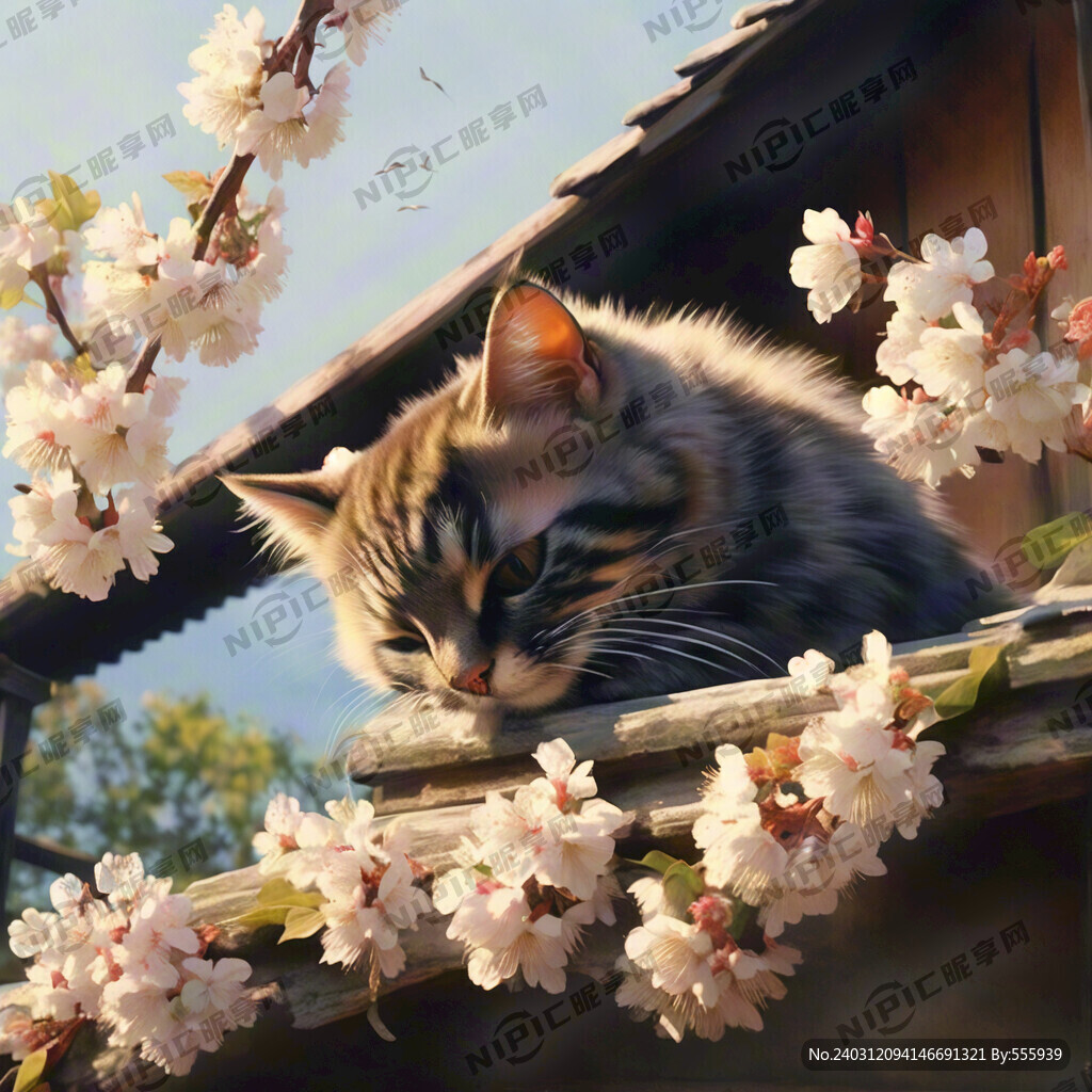 一只猫睡在屋檐上　春分　燕子　