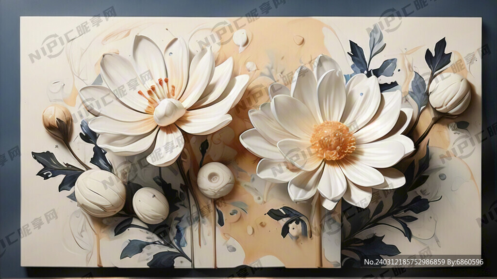 奶油风现代北欧现代艺术手绘抽象