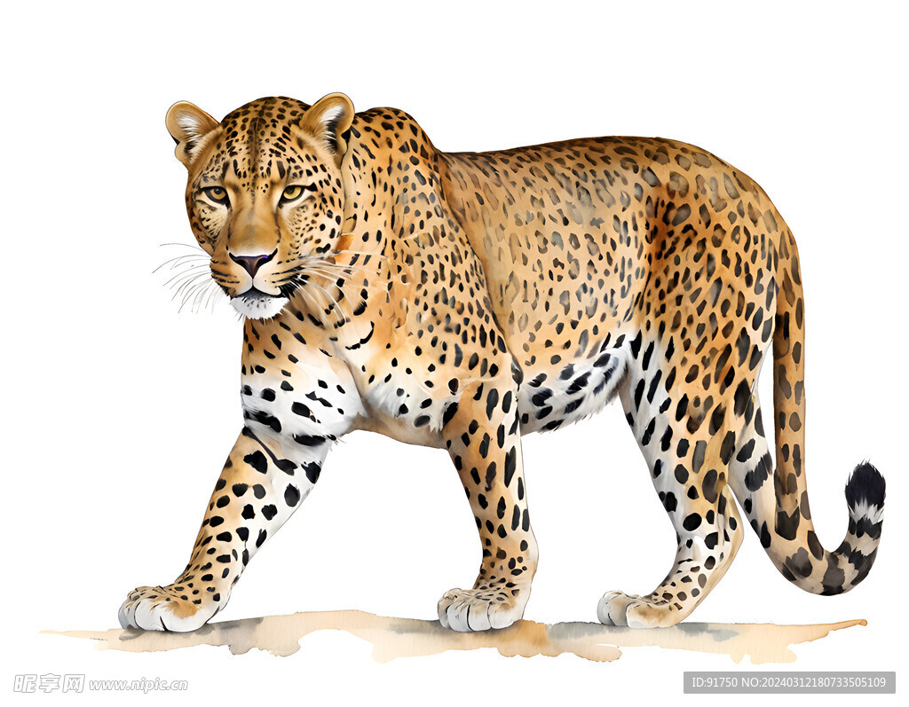 水彩动物豹子独幅