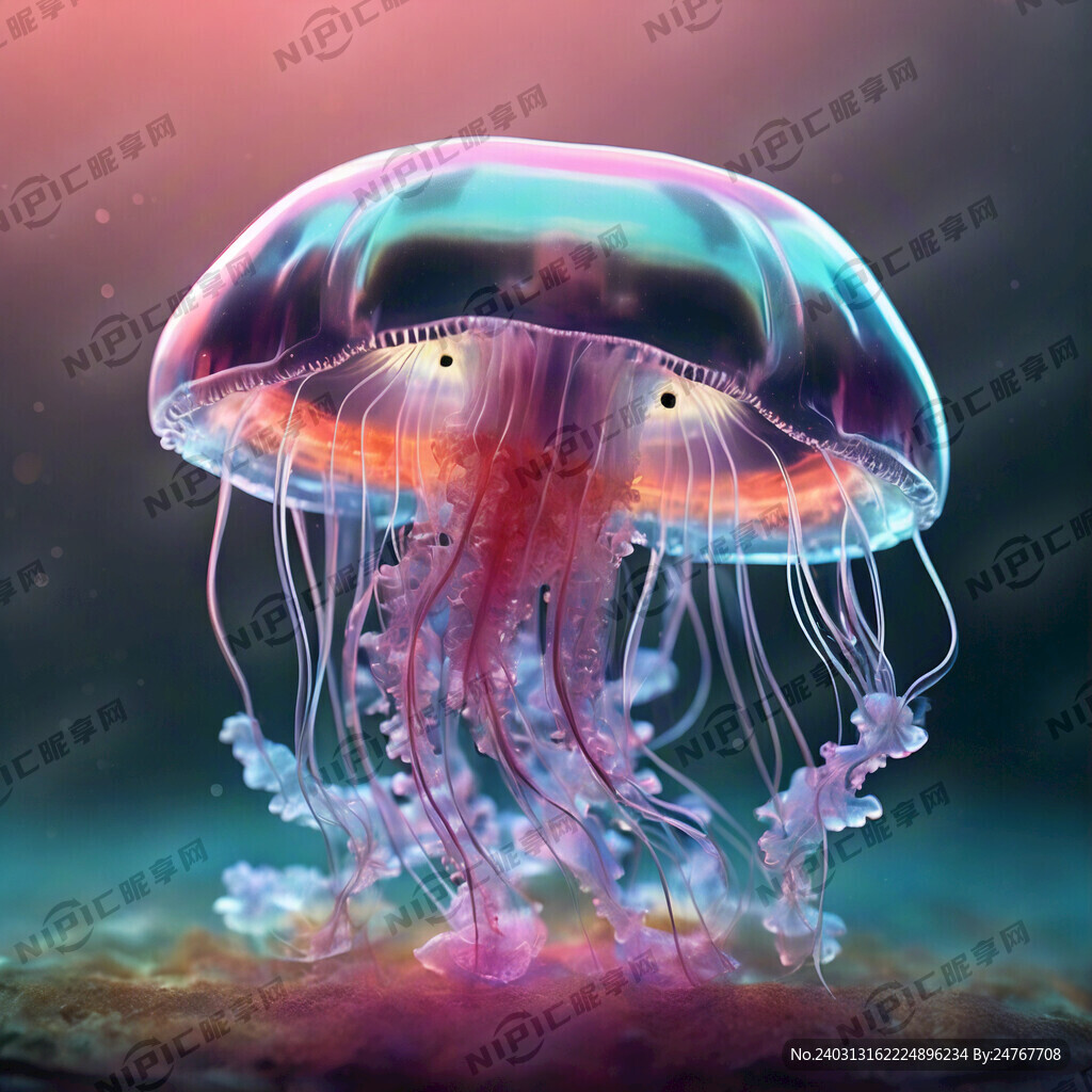 透明水母 彩色辛烷值渲染