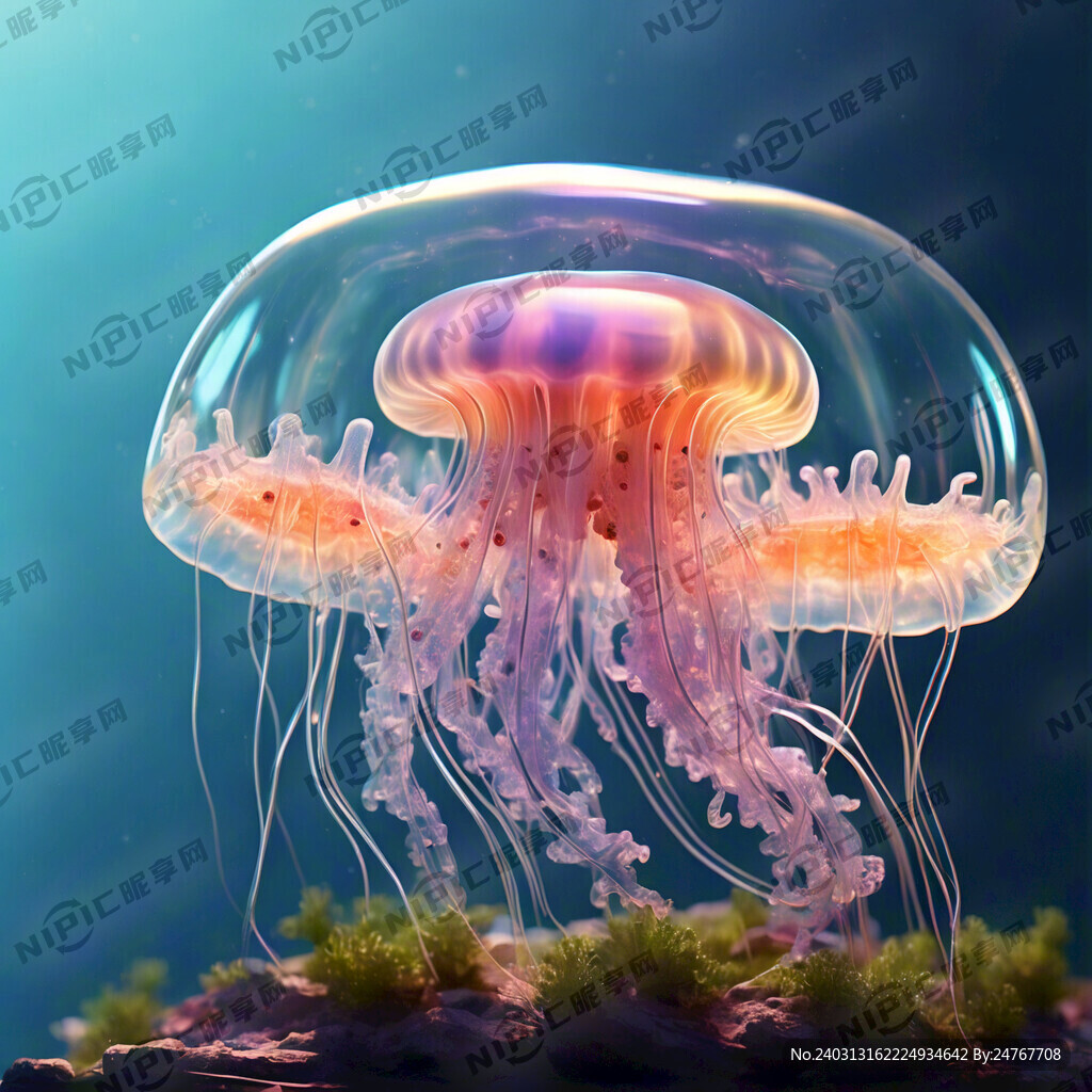 透明水母 彩色辛烷值渲染