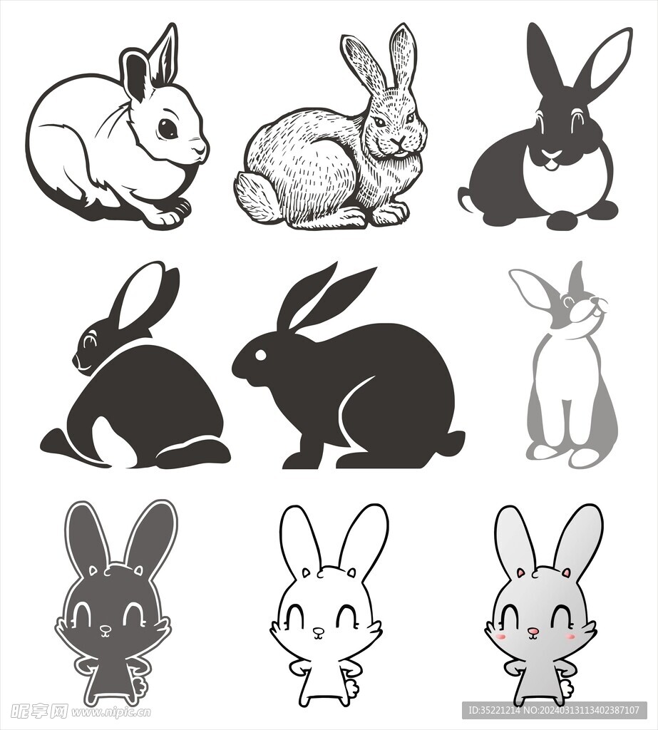 兔子剪影矢量图