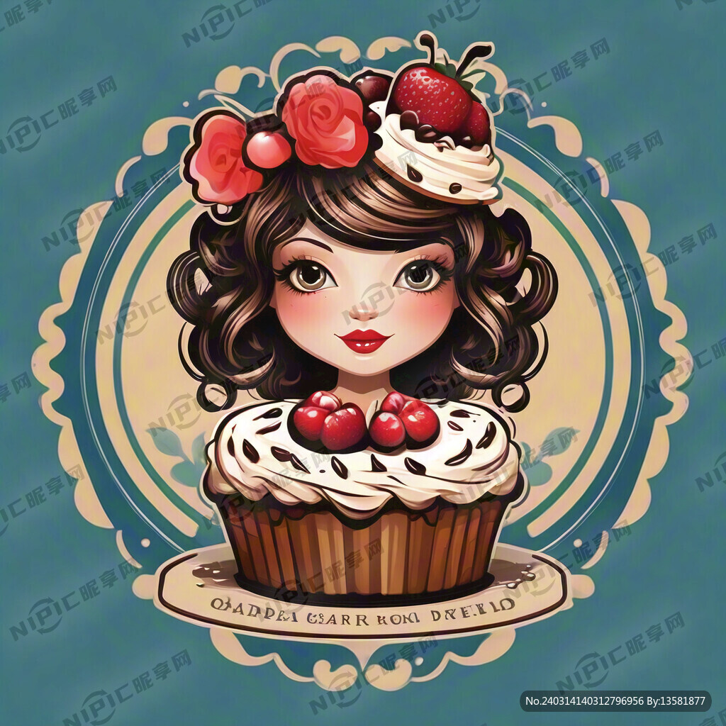 蛋糕女孩标志 矢量 卡通