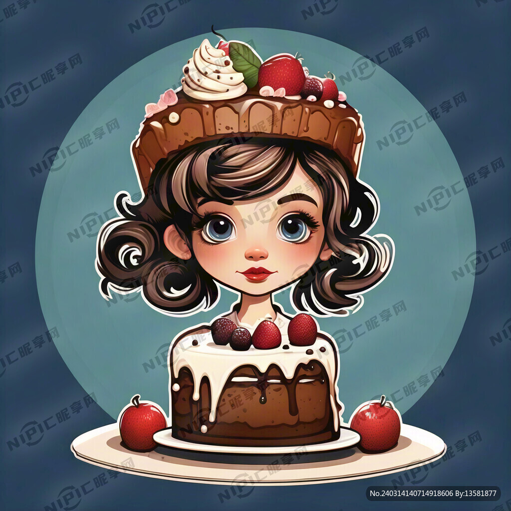 蛋糕 女孩 标志 矢量 卡通