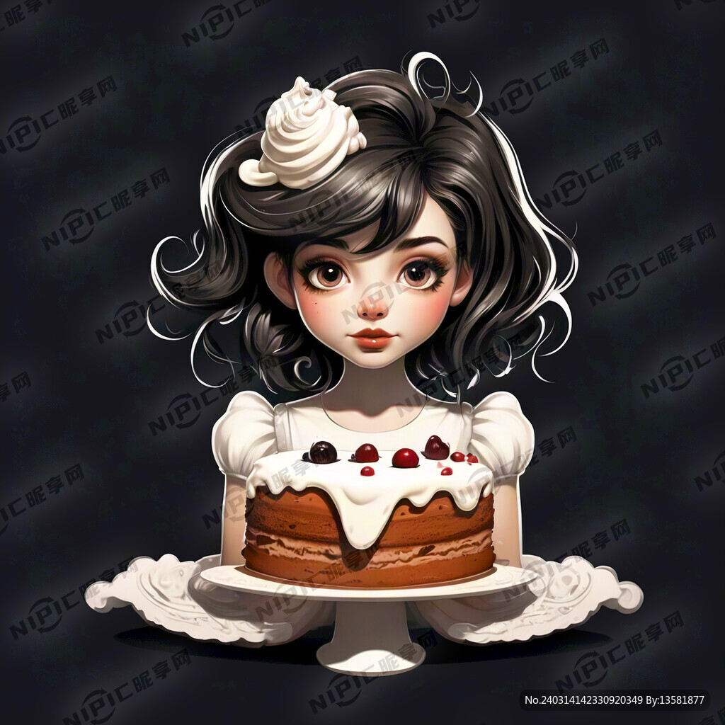 蛋糕 女孩 标志 矢量 卡通