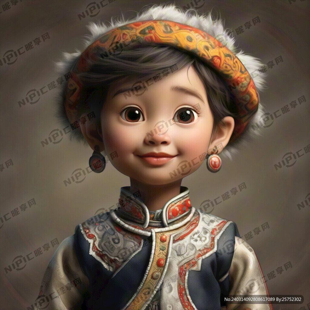 蒙古卡通小孩