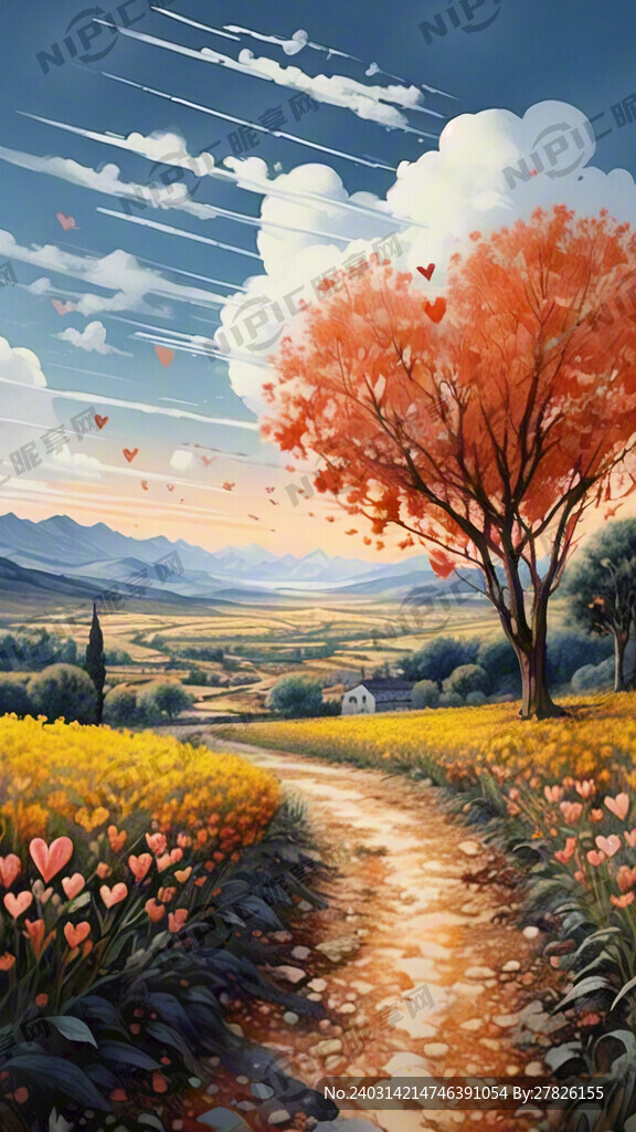 满山遍野的爱心形油菜花